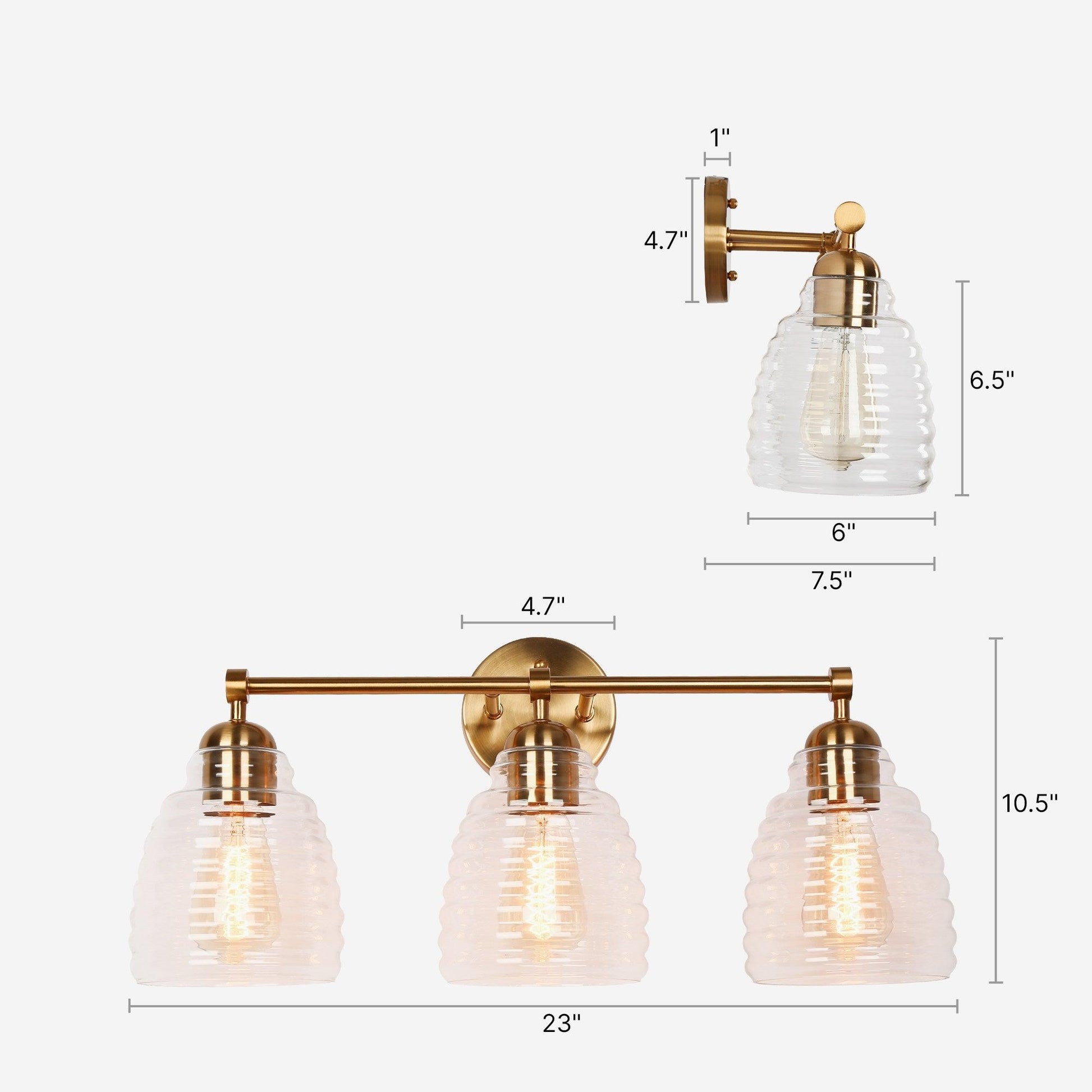 3-Light Modern Gold Glass Vanity Light - Belles Lighting