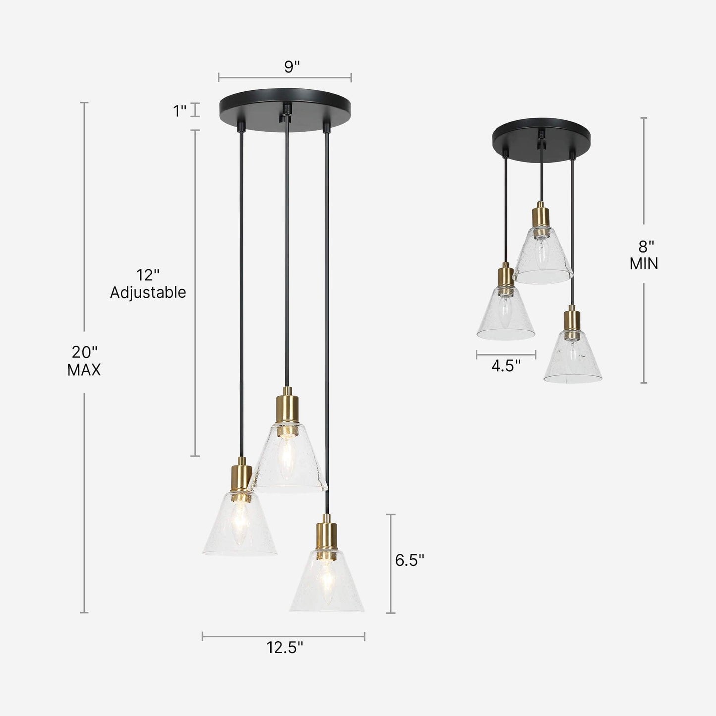 3-Light Cluster Pendant Lights - Belles Lighting