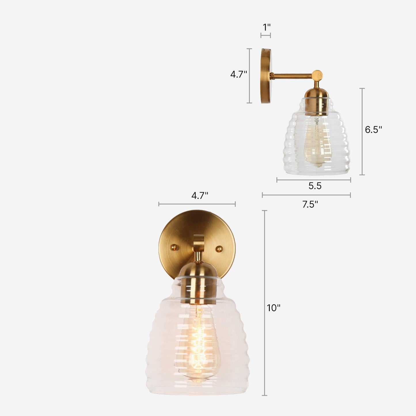 1-Light Wall Sconces Glass Vanity Lights - Belles Lighting