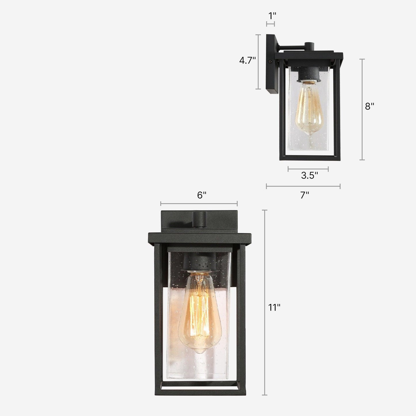 1-Light 2 Pack Outdoor Wall Light with Seeded Glass - Belles Lighting