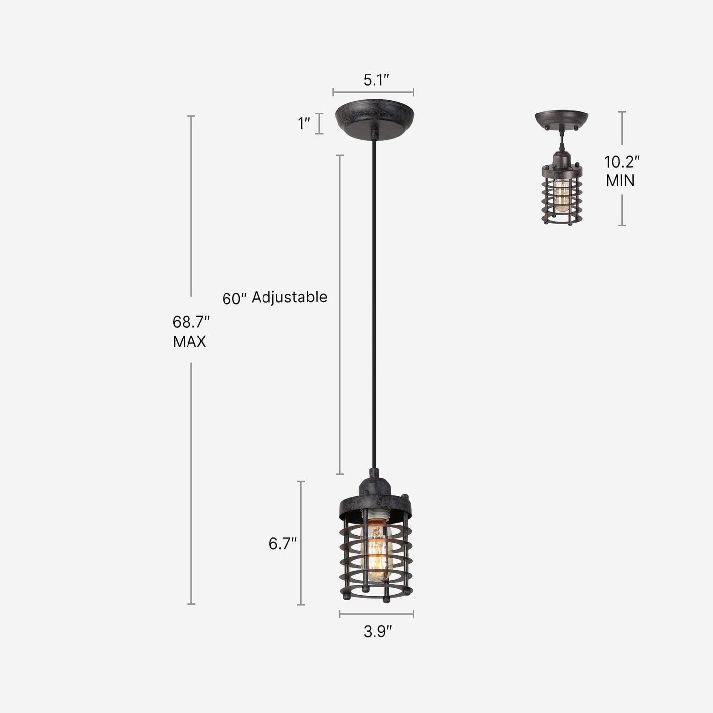 1-Light Industrial Mini Pendant Light - Belles Lighting