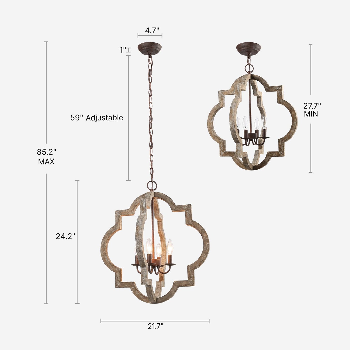 4-Light Farmhouse Wood Lantern Chandelier - Belles Lighting