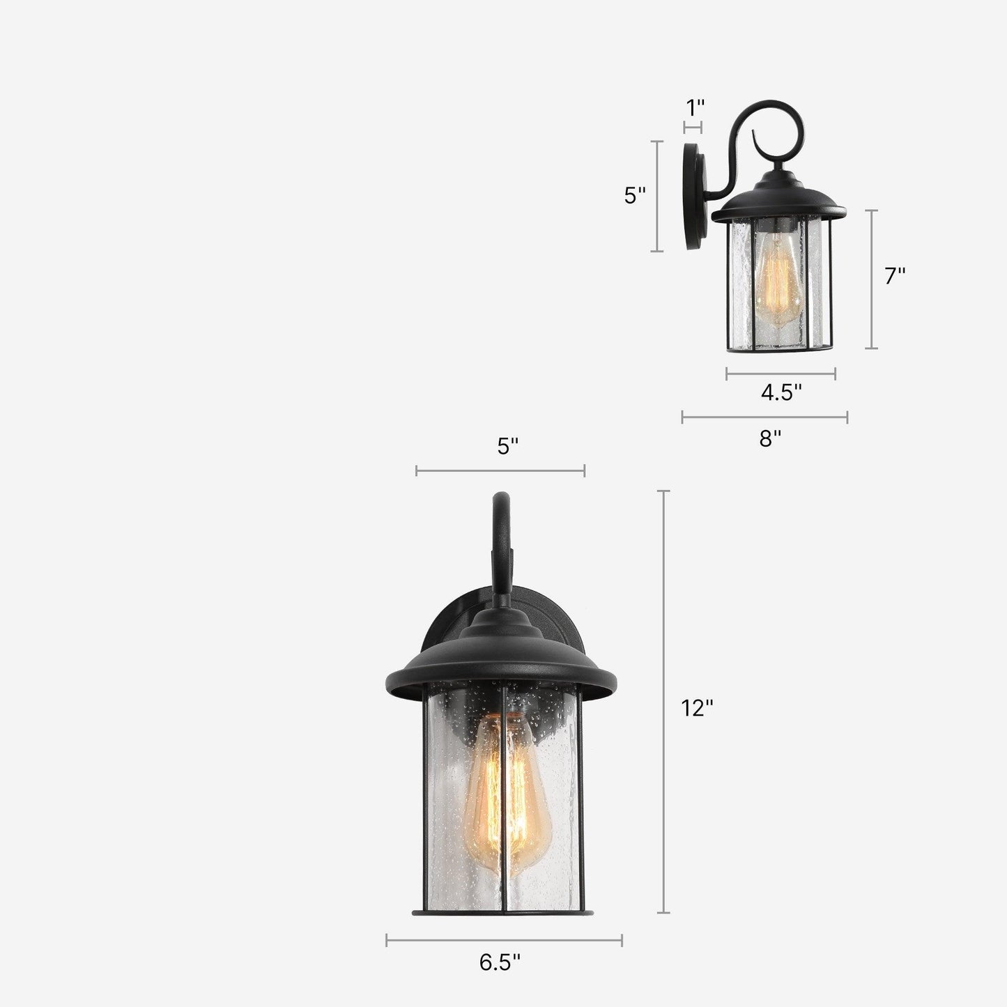 1-Light Outdoor Lantern Wall Light with Seeded Glass - Belles Lighting