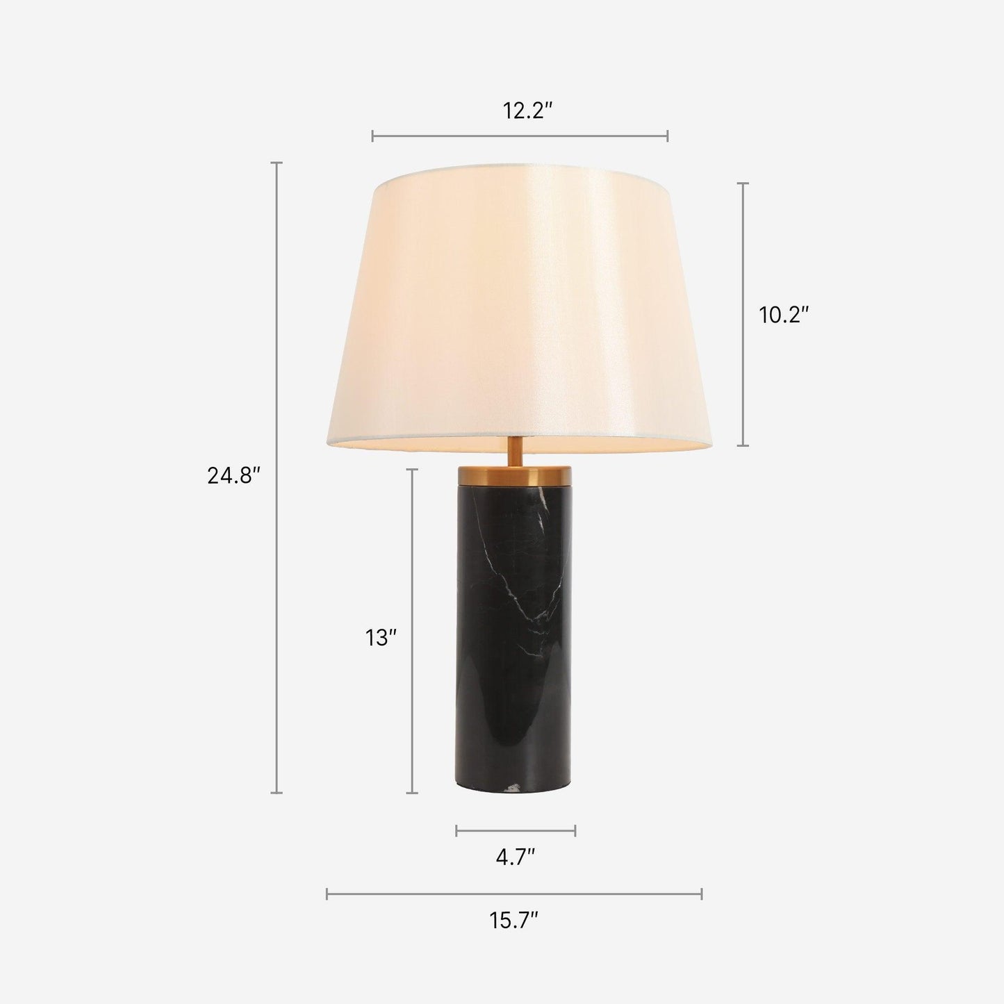 1-Light Gold Black Table Lamp with Fabric Shade - Belles Lighting