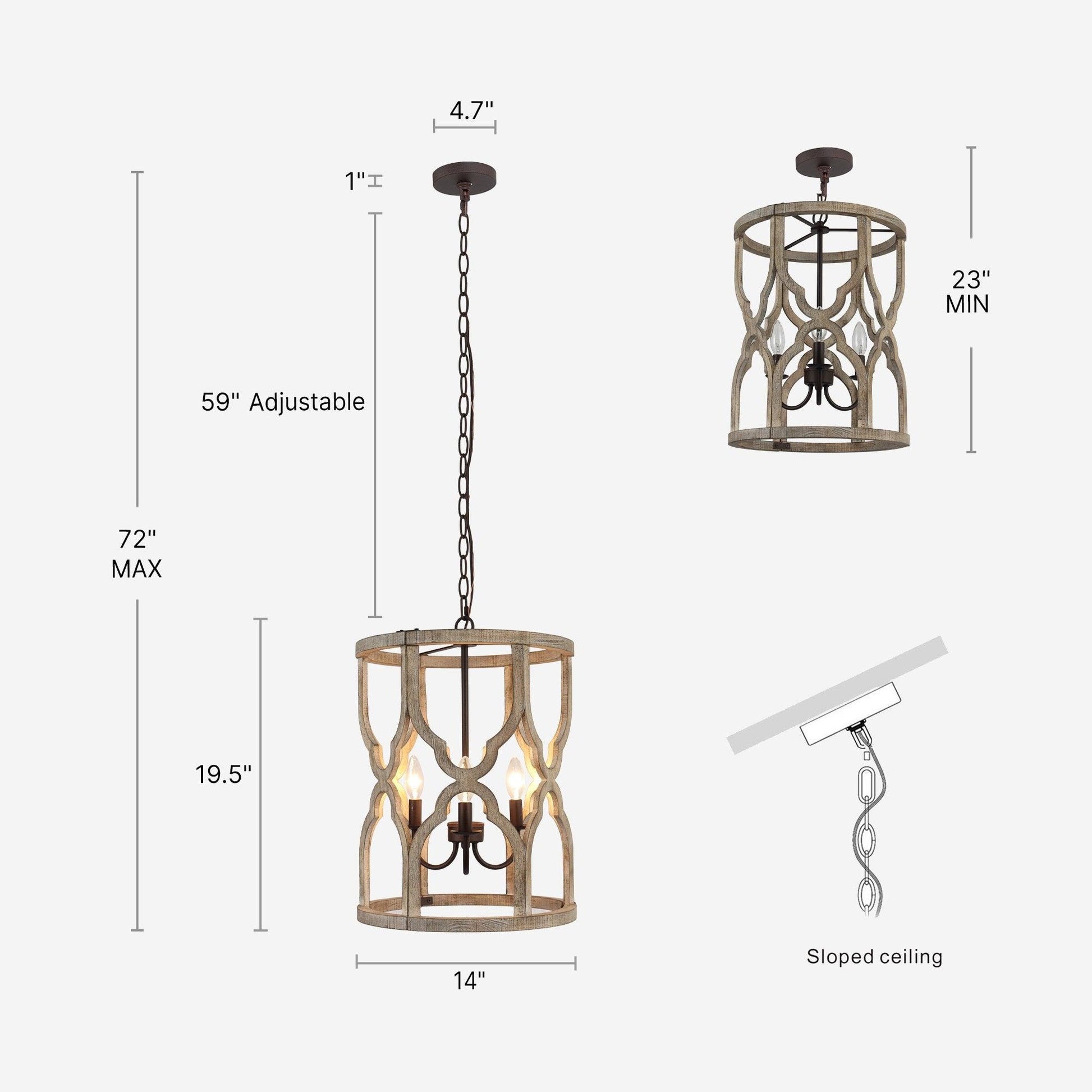 3-Light Wooden Cylinder Chandeliers - Belles Lighting