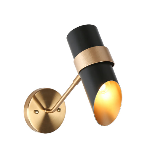 Charonefos 1-Light Modern Black and Gold Cylinder Wall Sconces