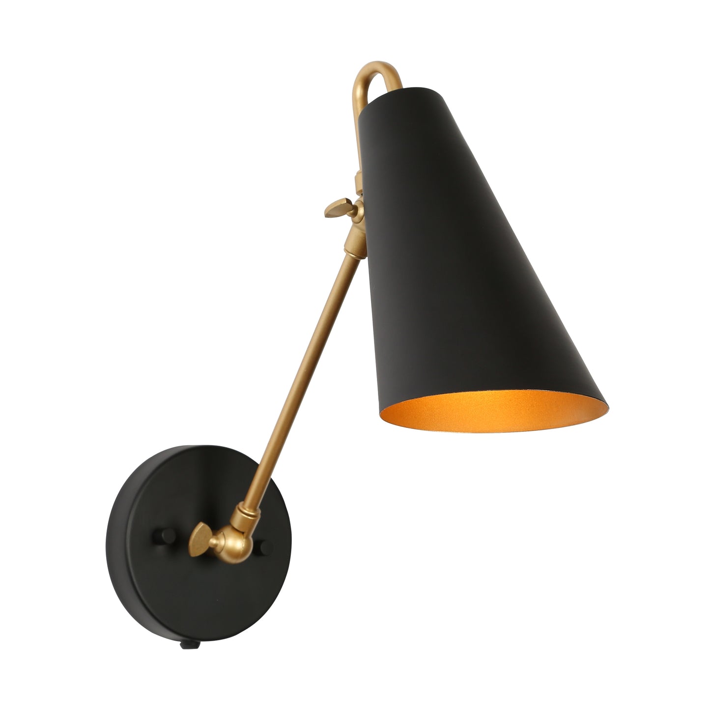 Petoracing 1-Light Modern Black and Gold Armed Wall Sconces