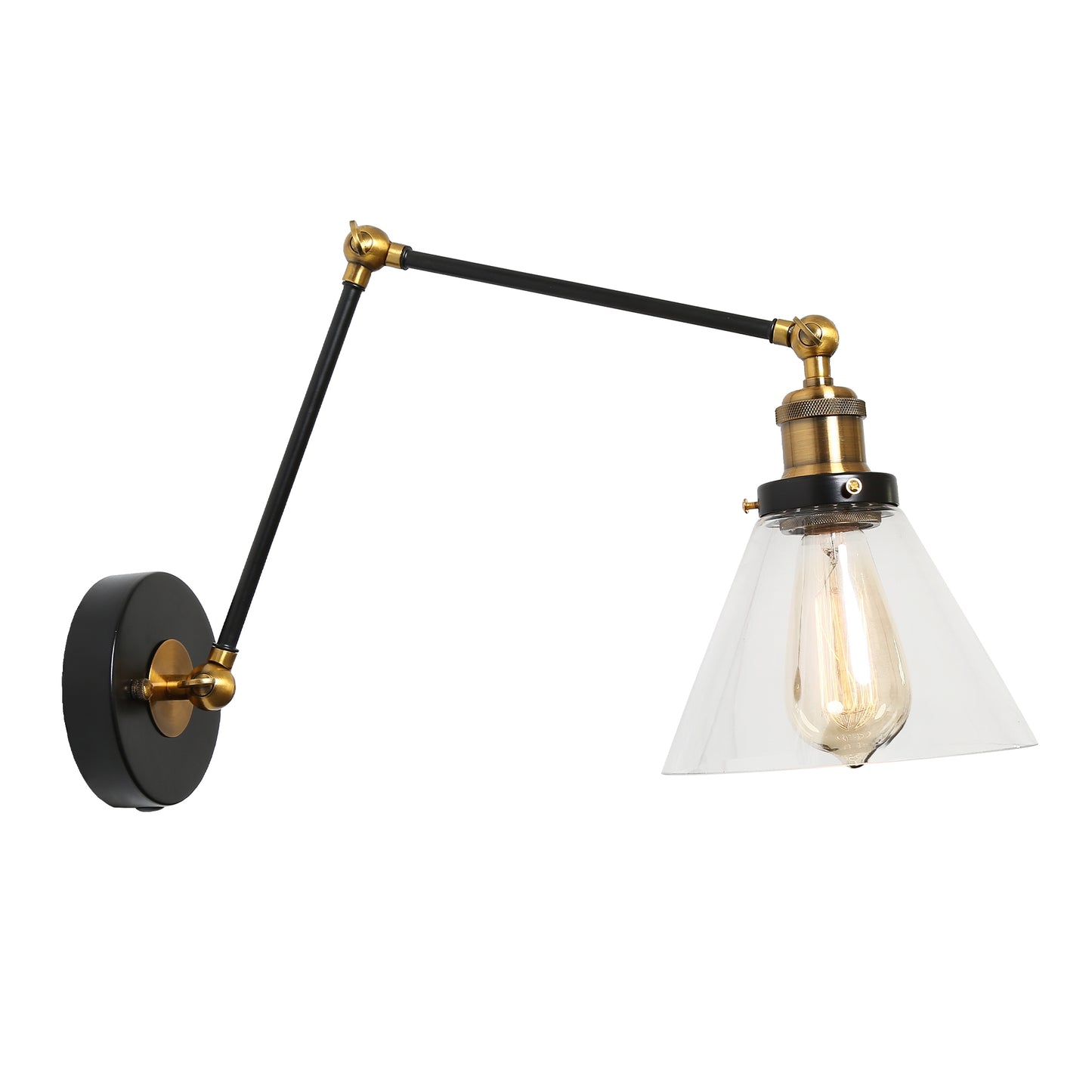 Wollemia 1-Light Industrial Black & Gold Swing Arm Wall Sconces