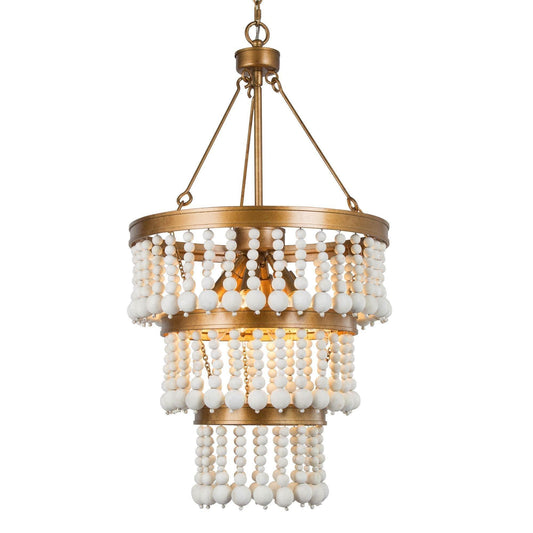 6-Light Wood Beads Chandelier - Belles Lighting