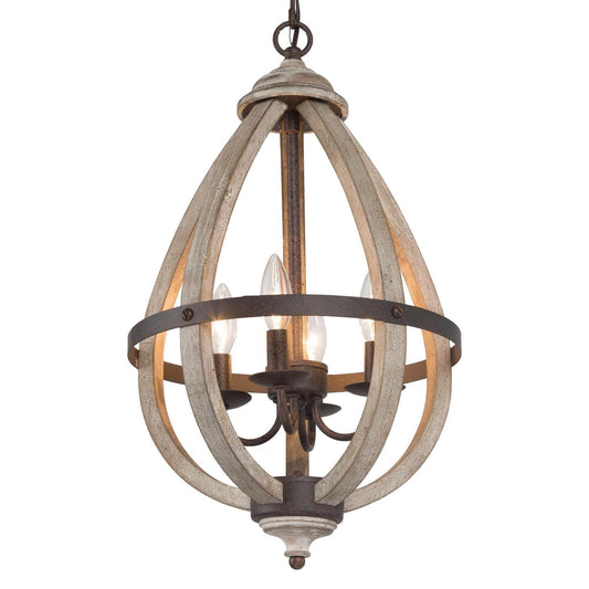 4-Light Wood Lantern Chandeliers - Belles Lighting