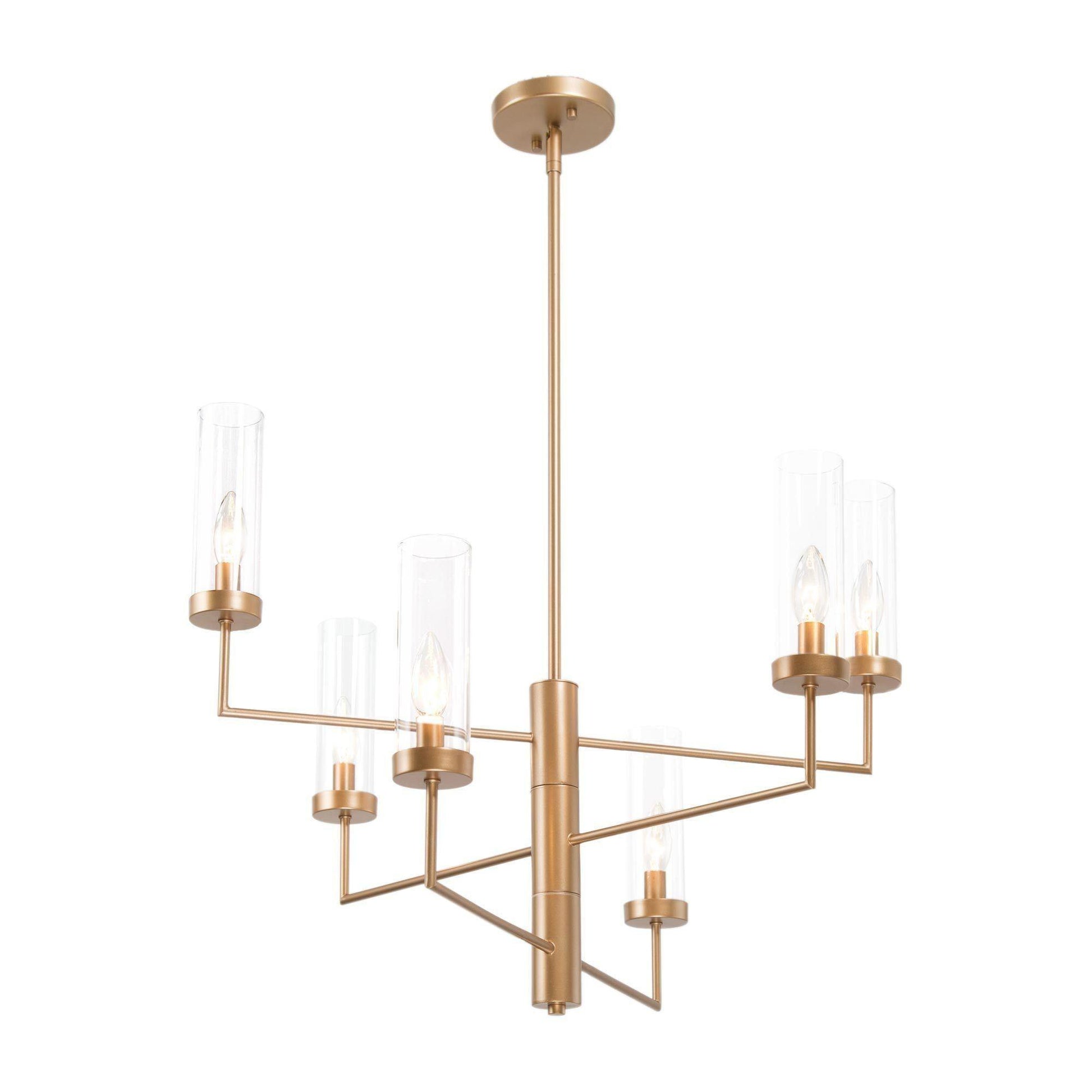 6-Light Gold Spin Chandeliers - Belles Lighting