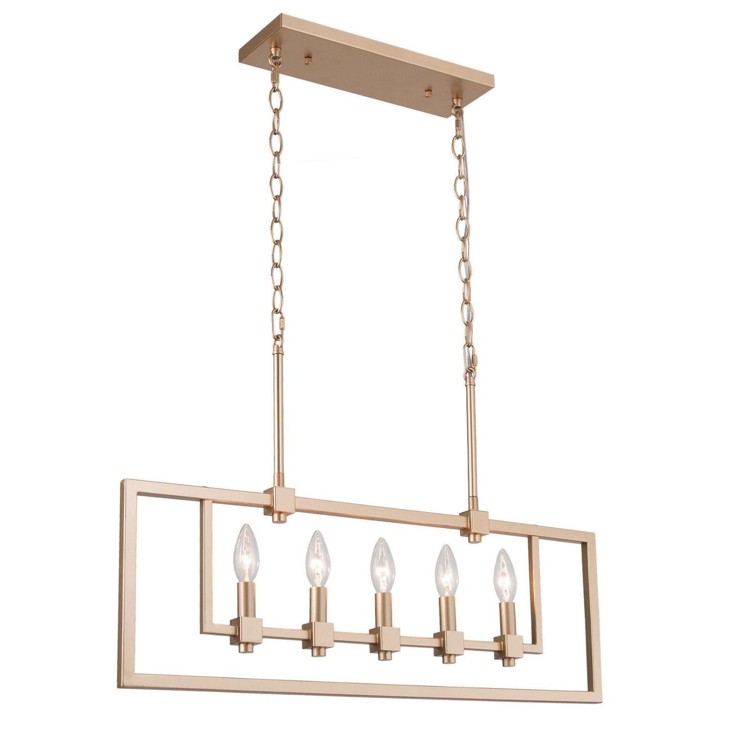 5-Light Gold Candle Chandeliers Linear Island Lights - Belles Lighting