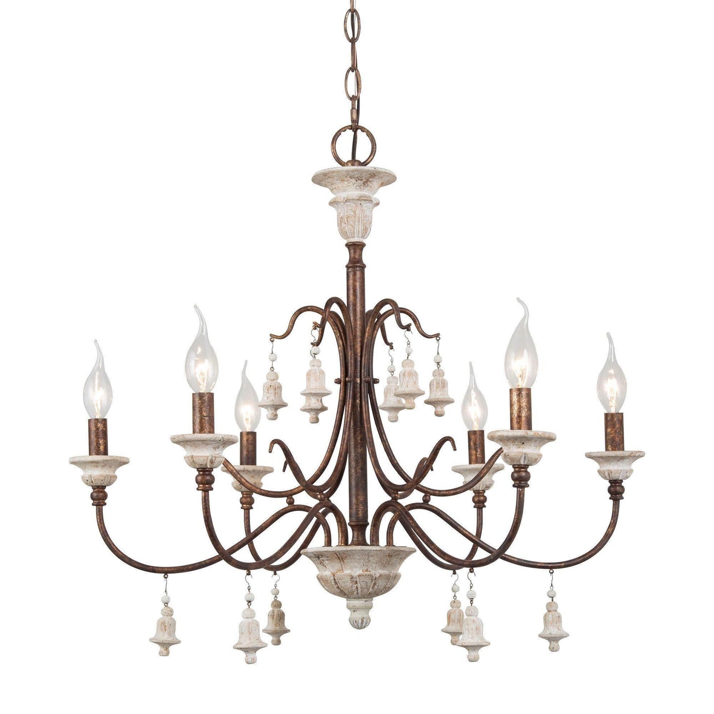 6-Light Classic Wood Chandeliers - Belles Lighting