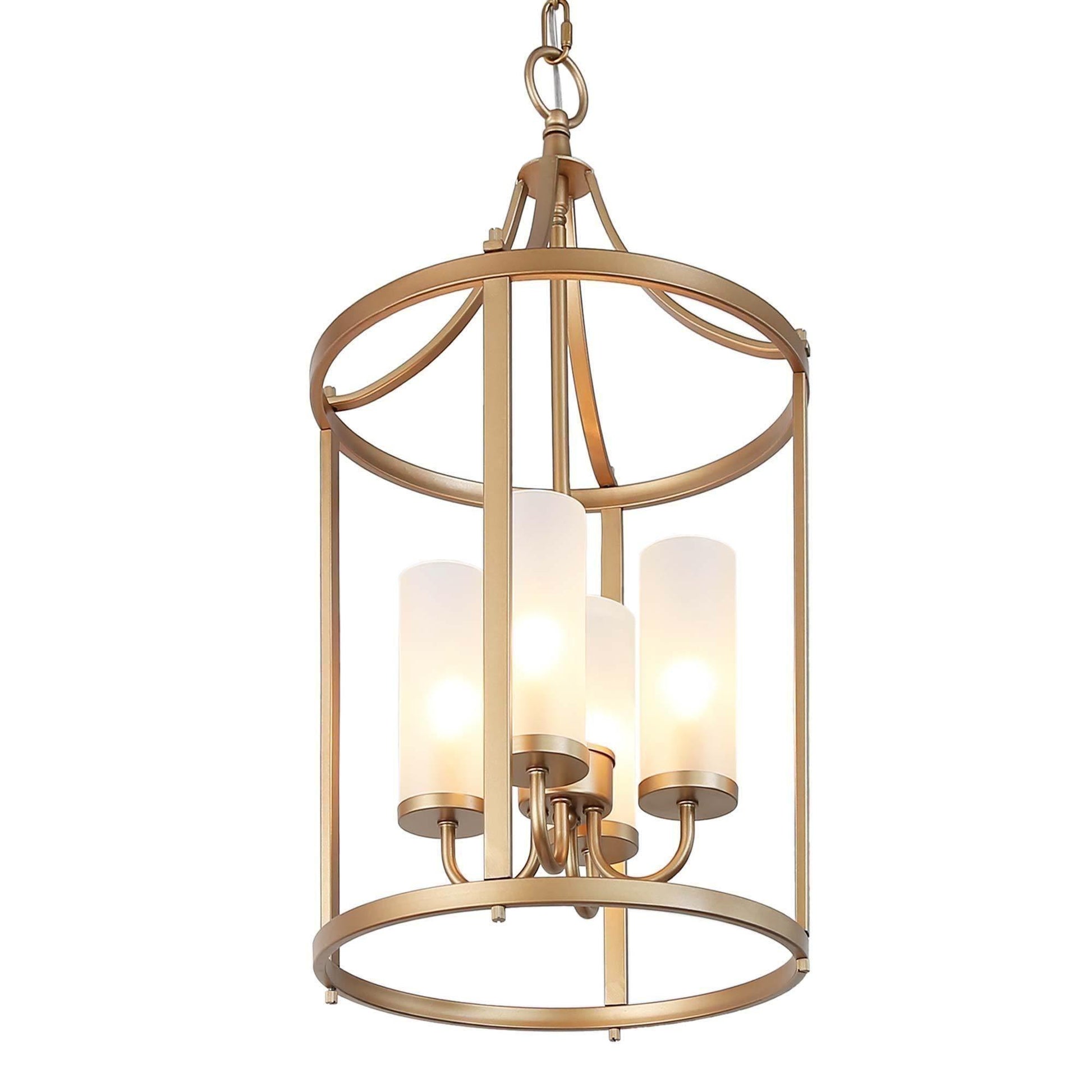 4-Light Gold Lantern Chandeliers - Belles Lighting