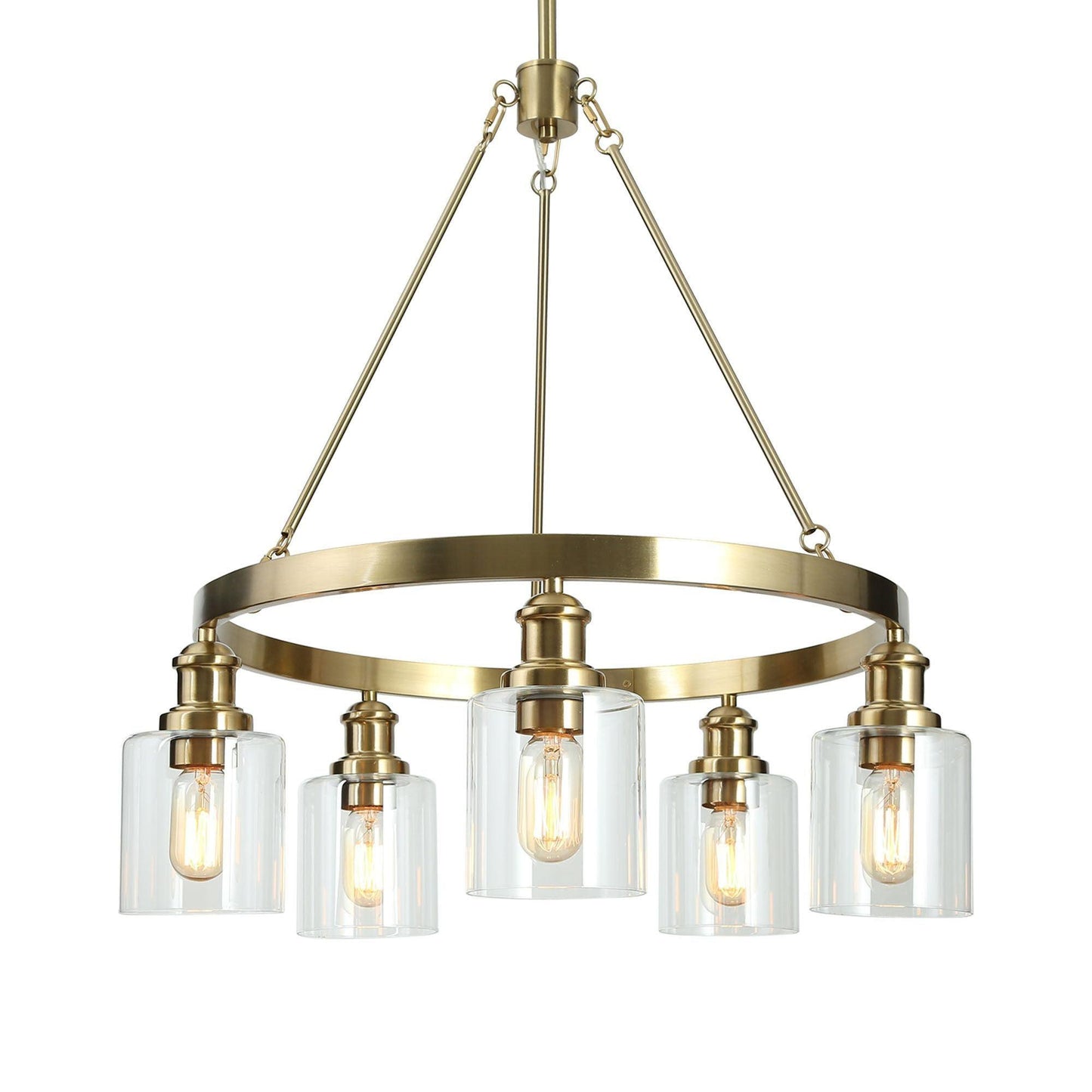 5-Light Gold Wheel Chandeliers - Belles Lighting