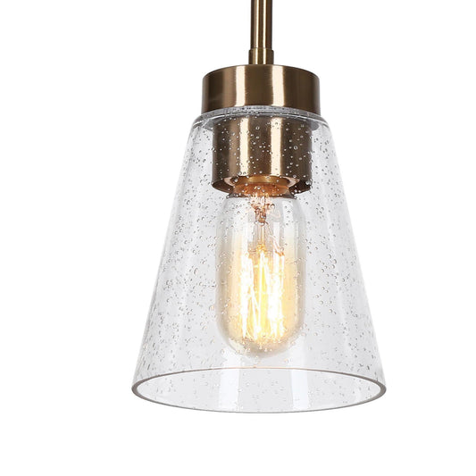 1-Light Gold Glass Pendant Lights - Belles Lighting