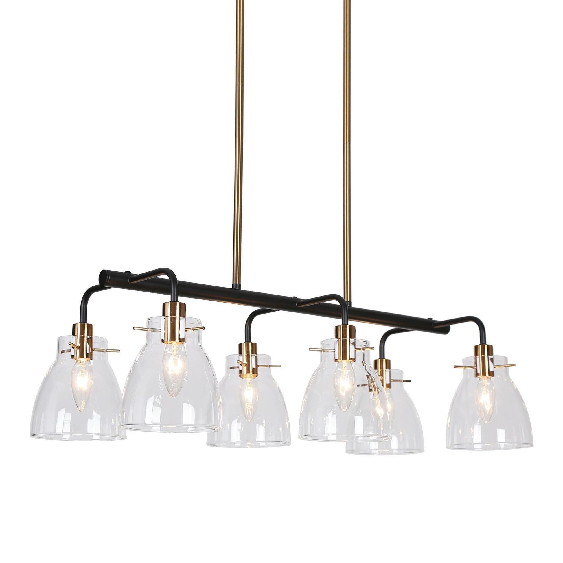 6-Light Linear Chandelier Glass Island Lights - Belles Lighting