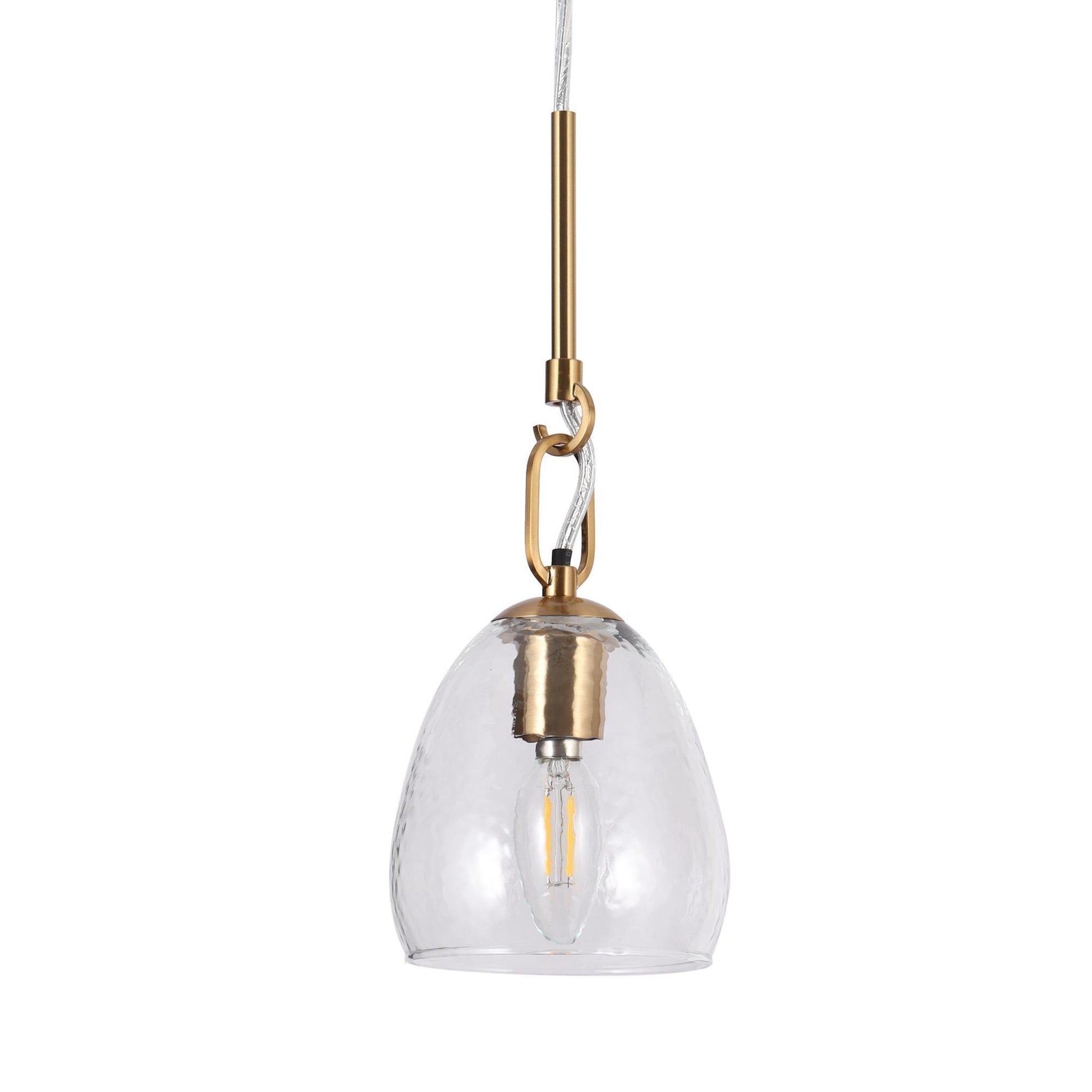 1-Light Gold Glass Pendant Light - Belles Lighting