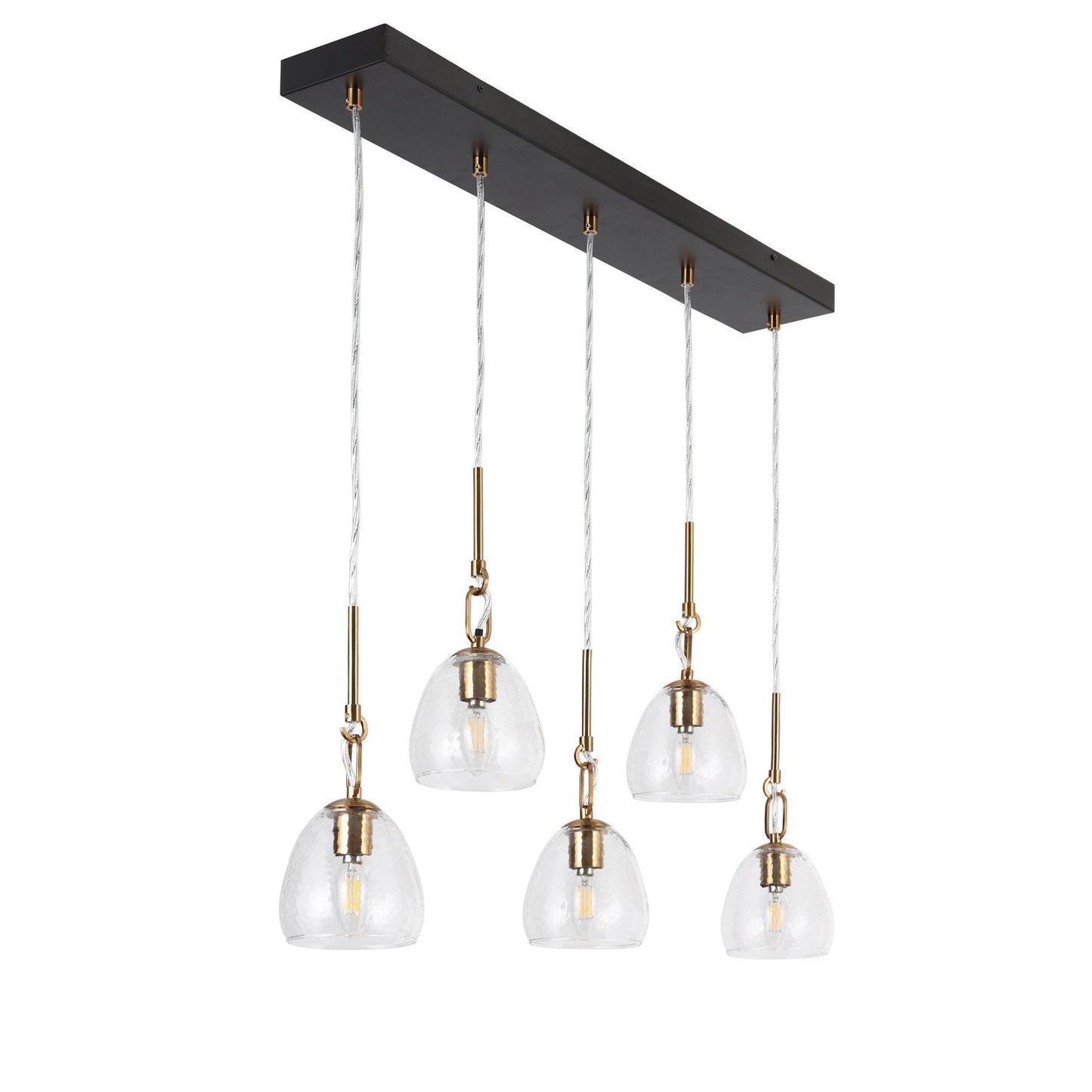 5-Light Gold Black Chandelier Linear Island Lights - Belles Lighting